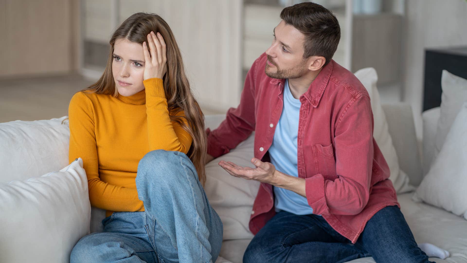 man taking responsibility for his actions while partner plays the victim
