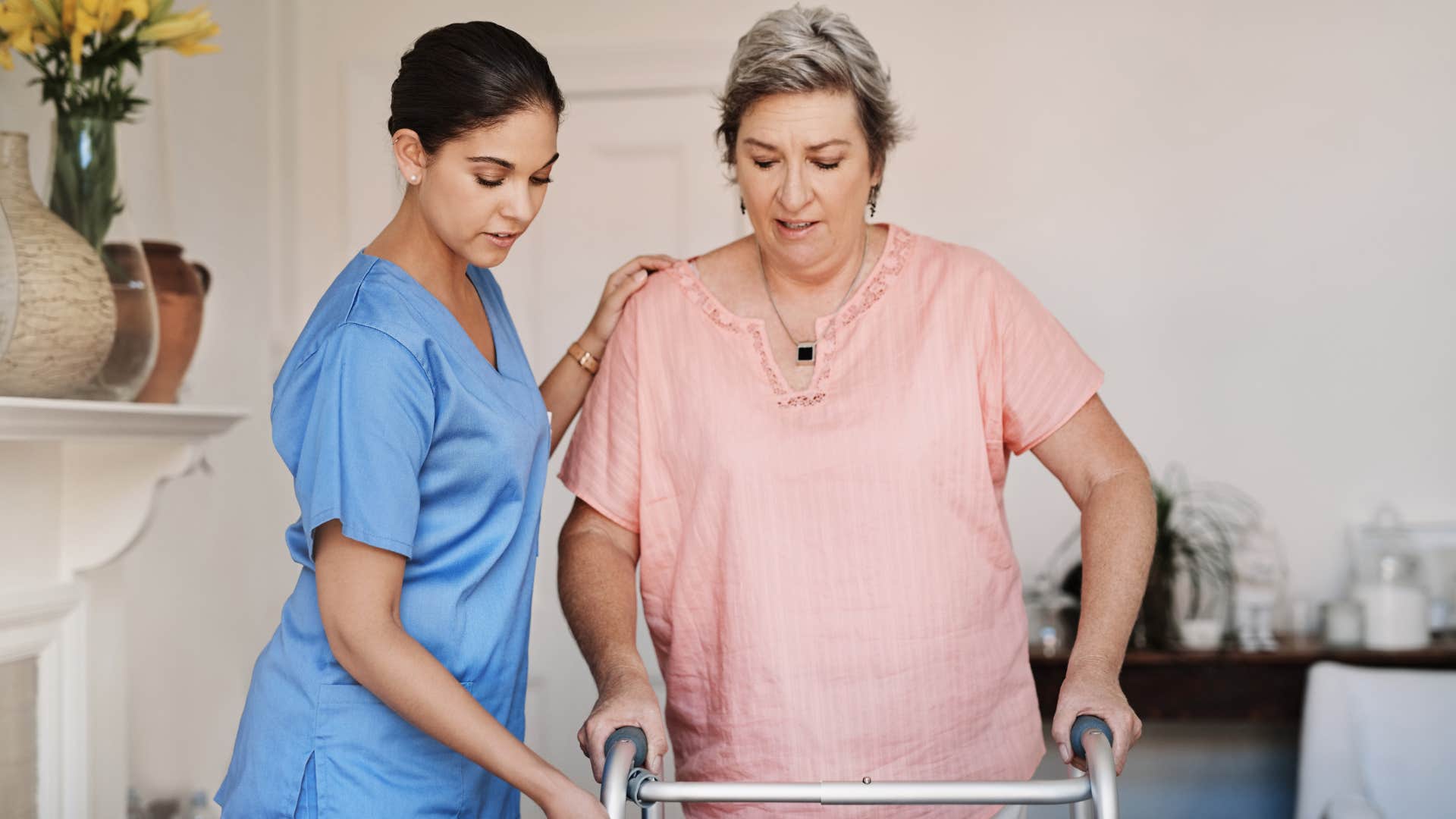 an elderly woman heals quickly from her fall