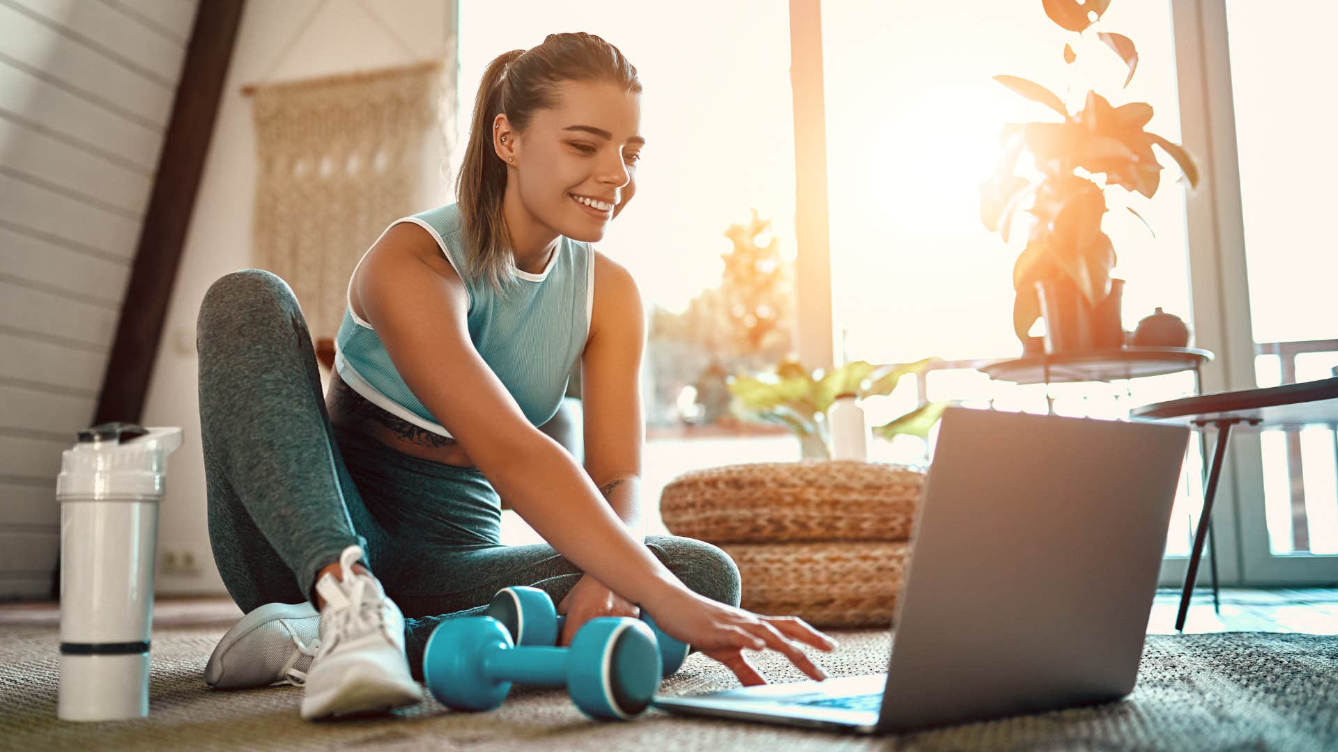 a woman gears up to do her daily exercise to keep her hormones in balance
