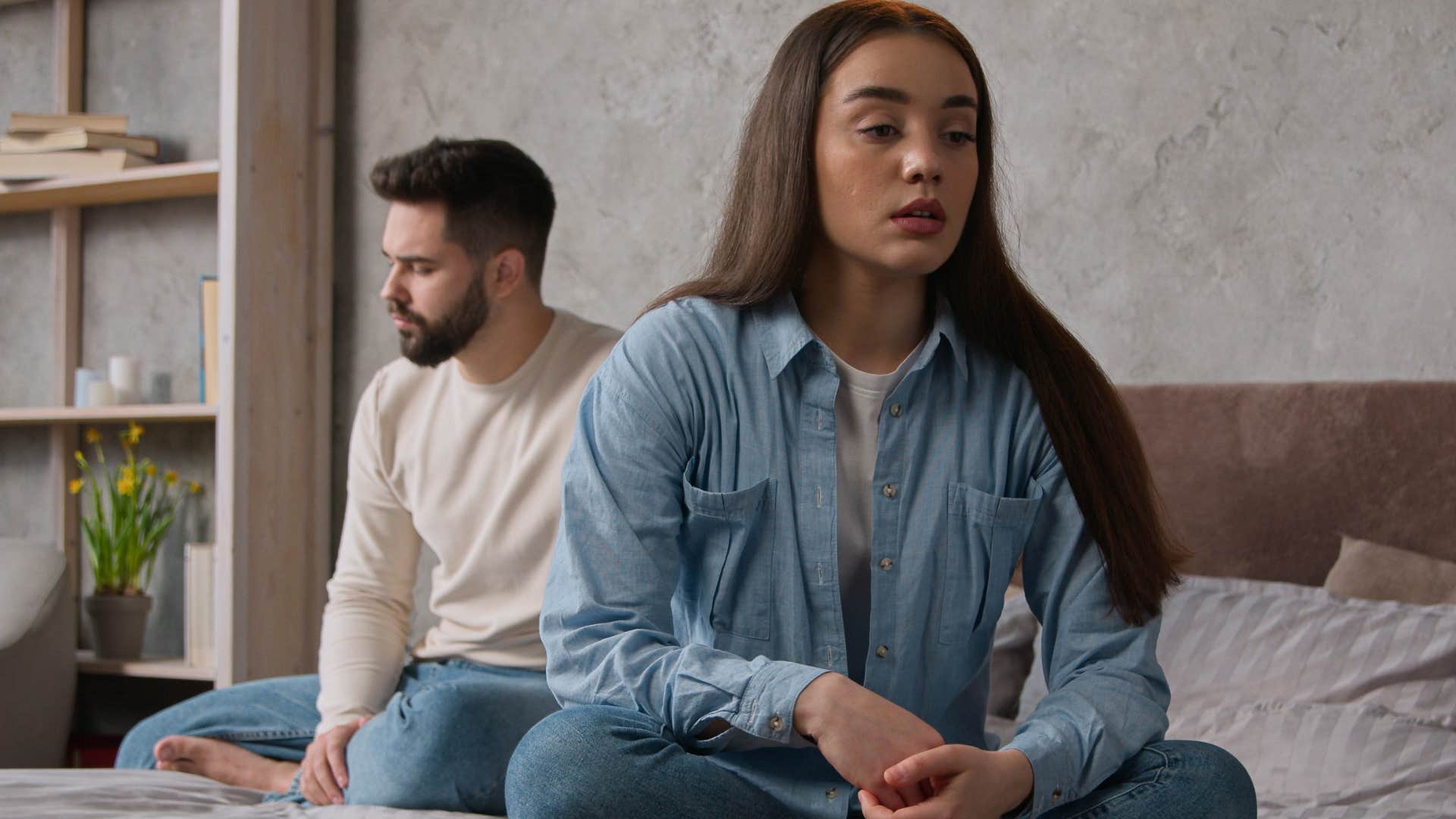 fed up woman who's not afraid to walk away turned away from her husband