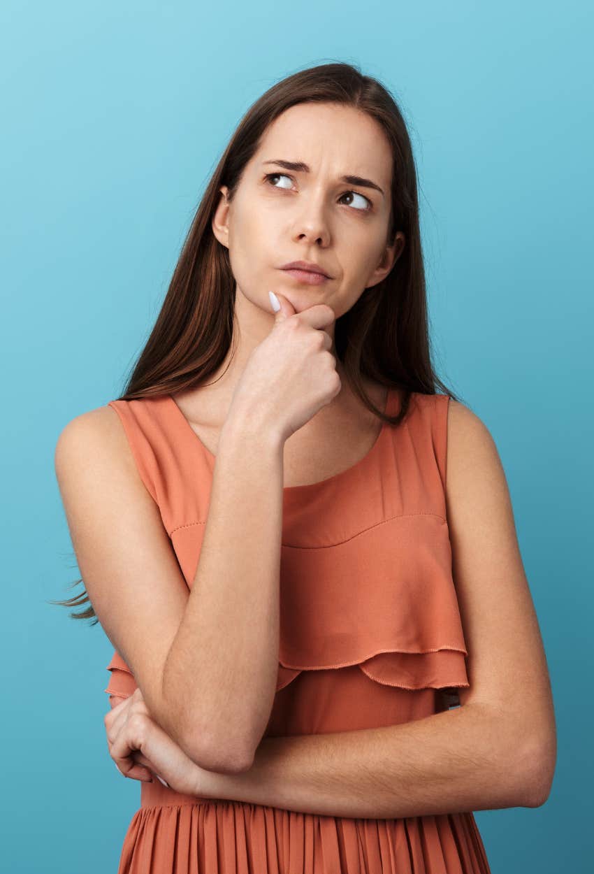 woman thinking about a purchase