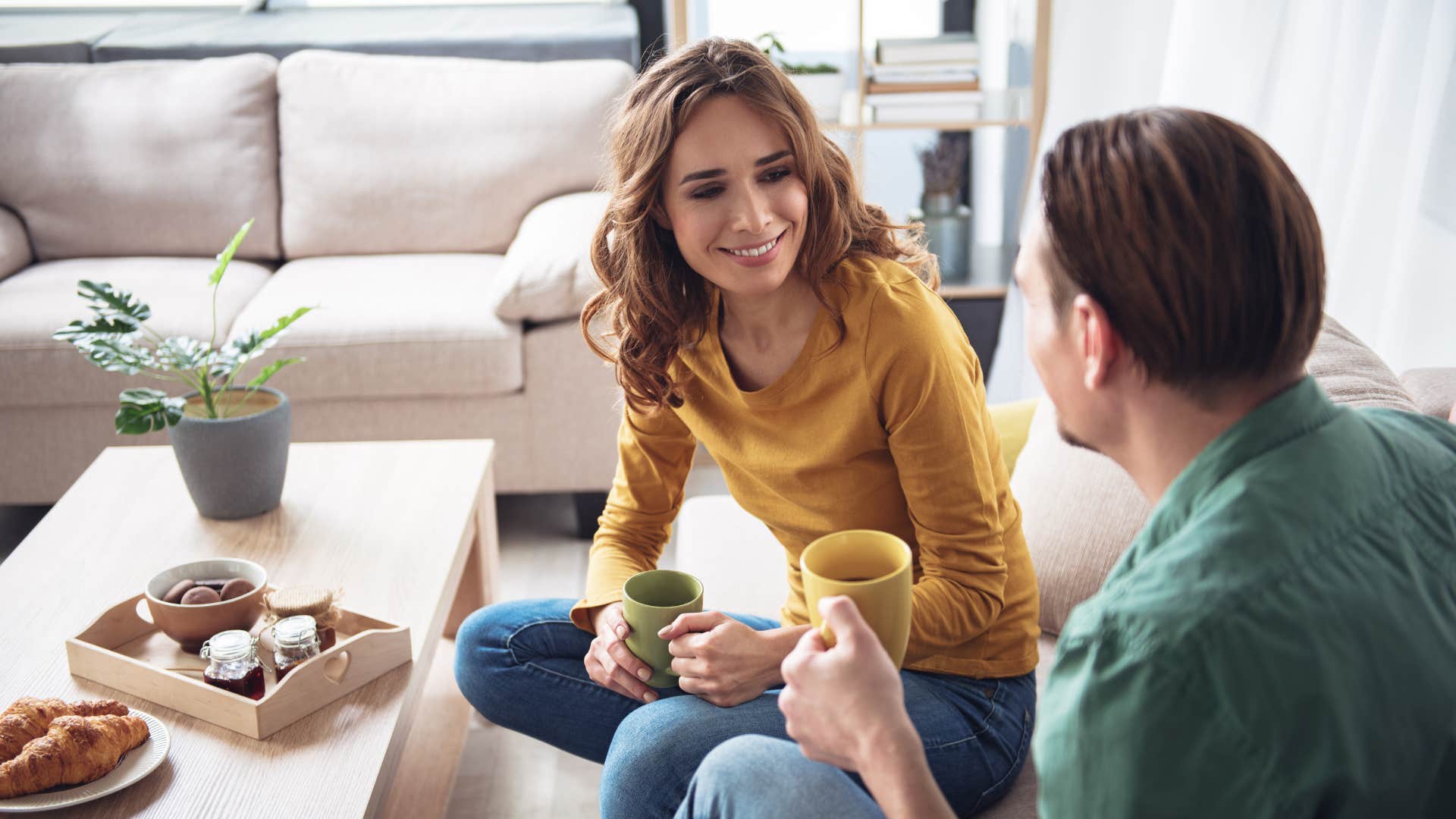 couple have real and deep conversation over coffee