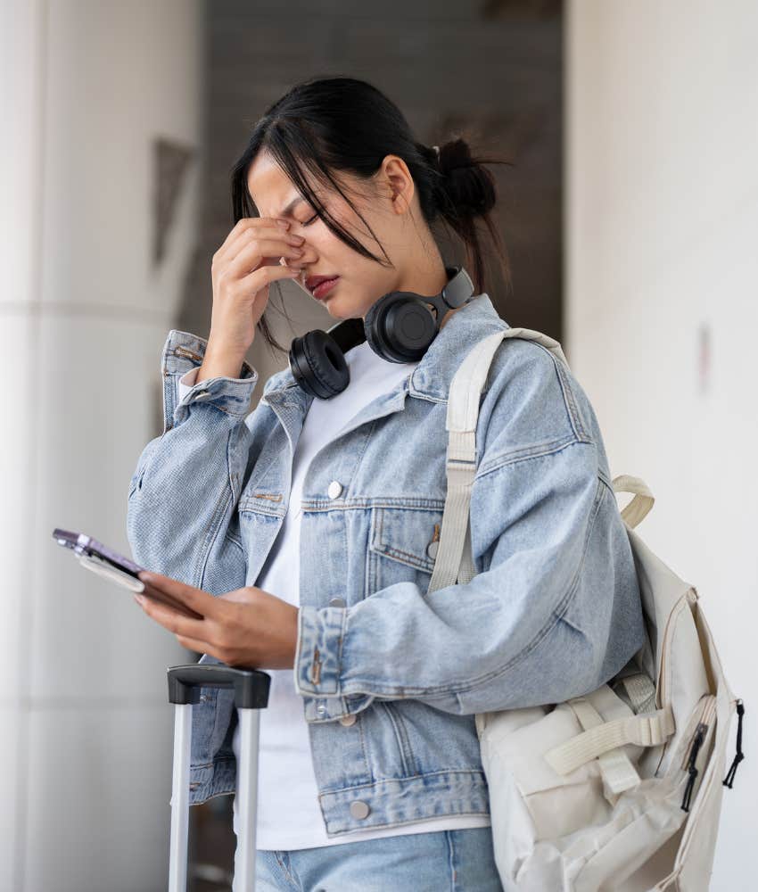 Woman looks stressed