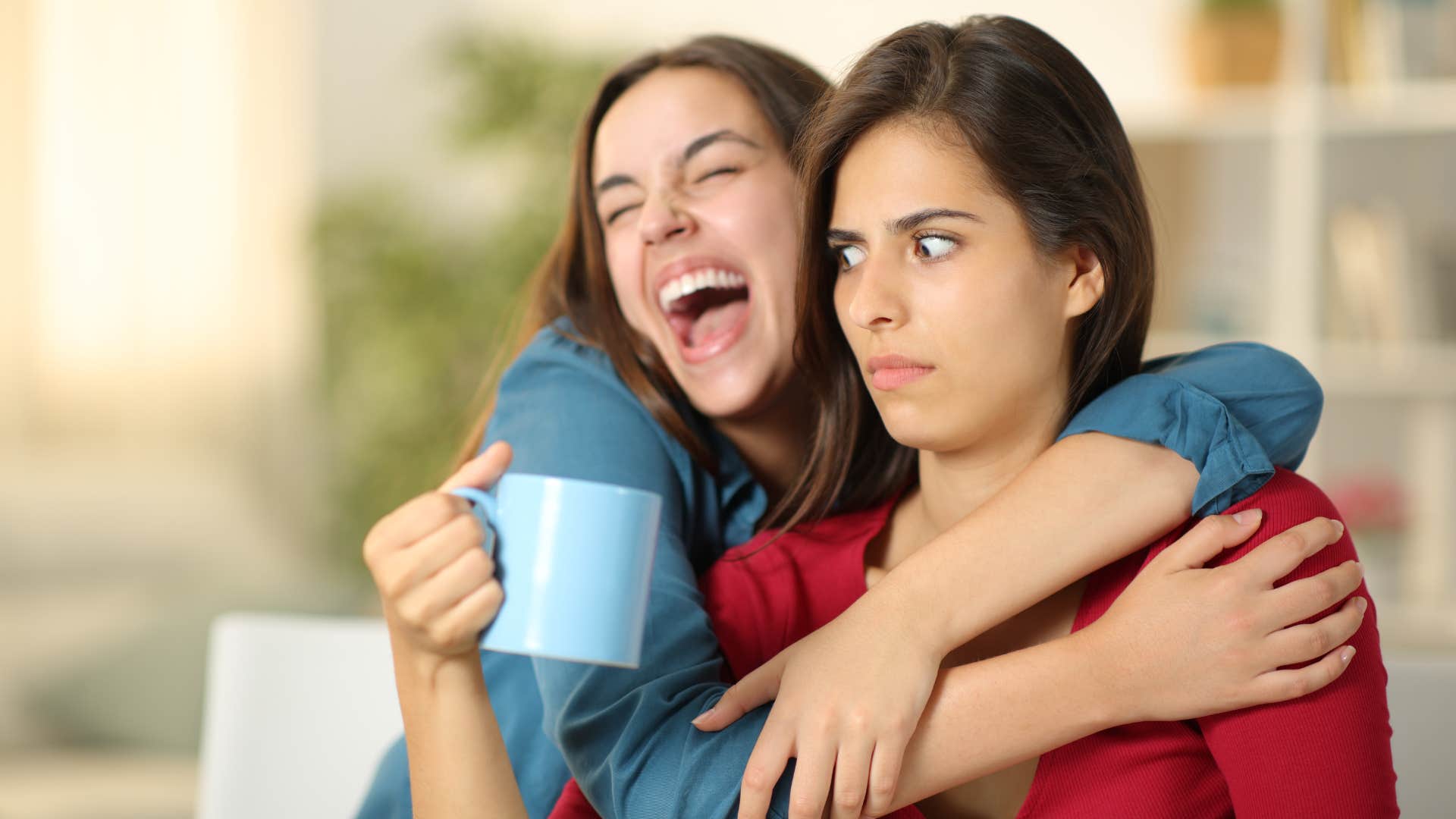 woman hating that her friend uses fake positivity