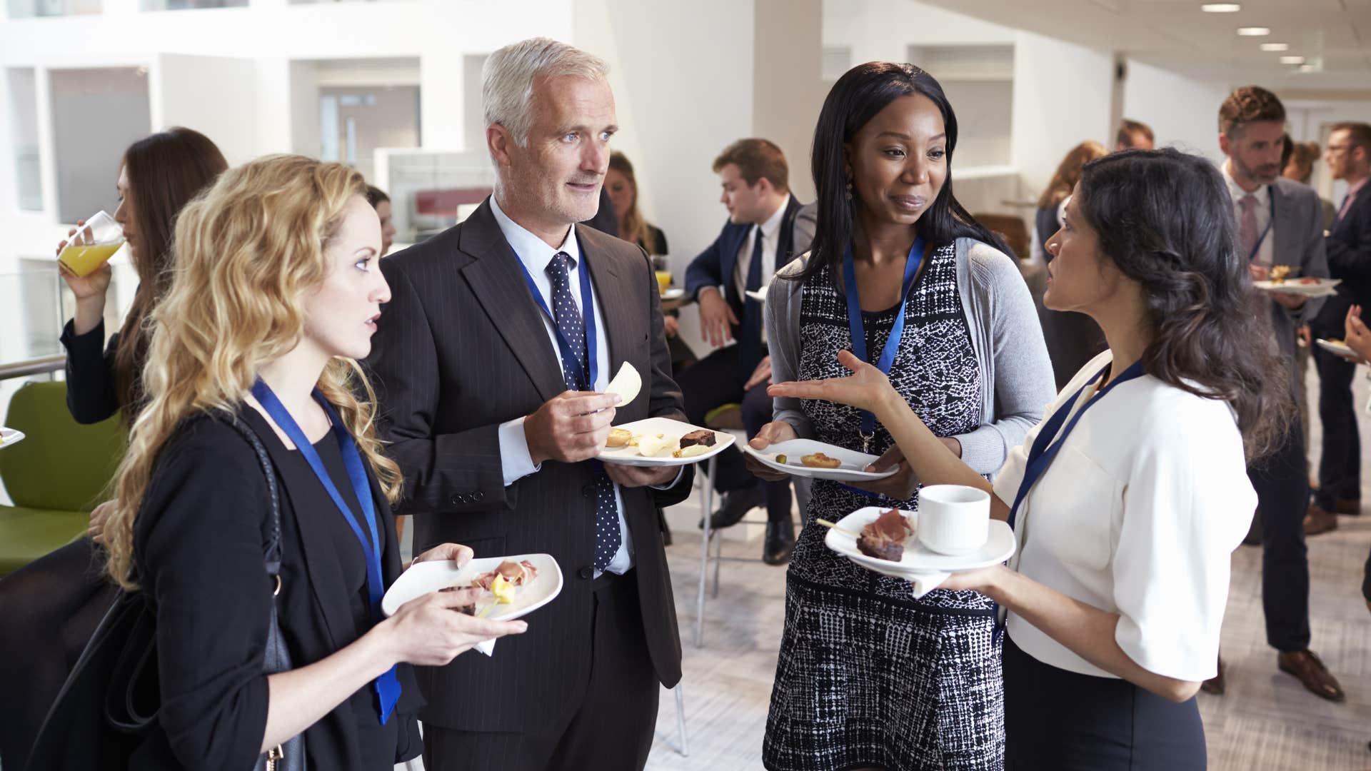 woman networking at a gala