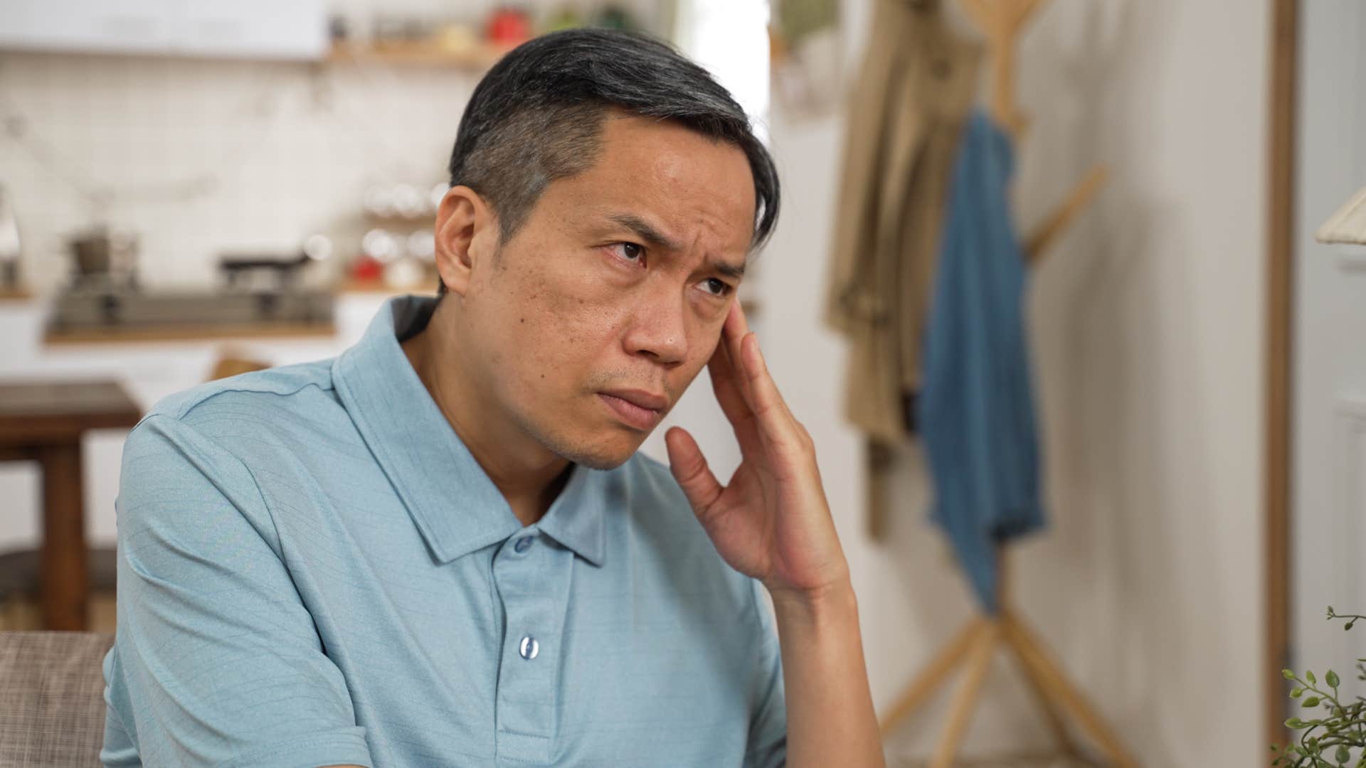 frustrated boomer man refusing to swear