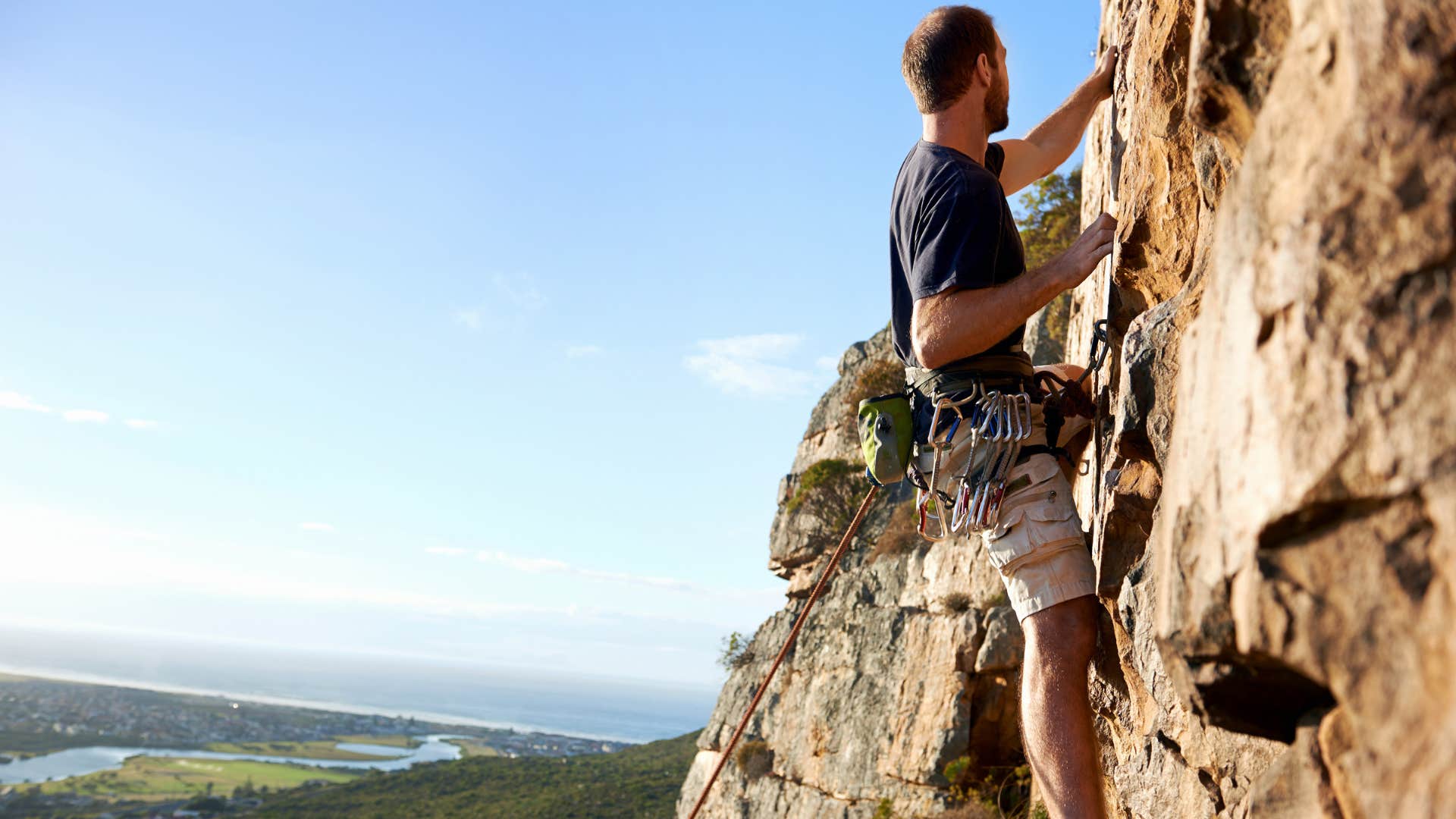 a man spends a fortune to be able to climb up and down a mountain