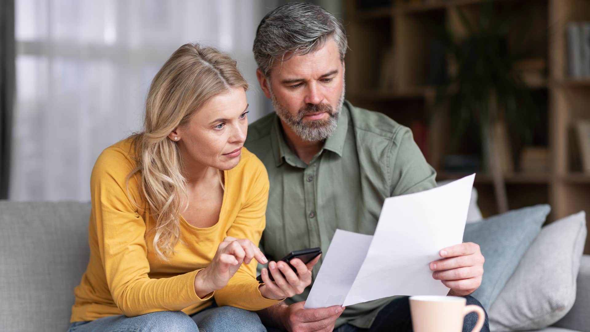 couple worried about childcare expenses