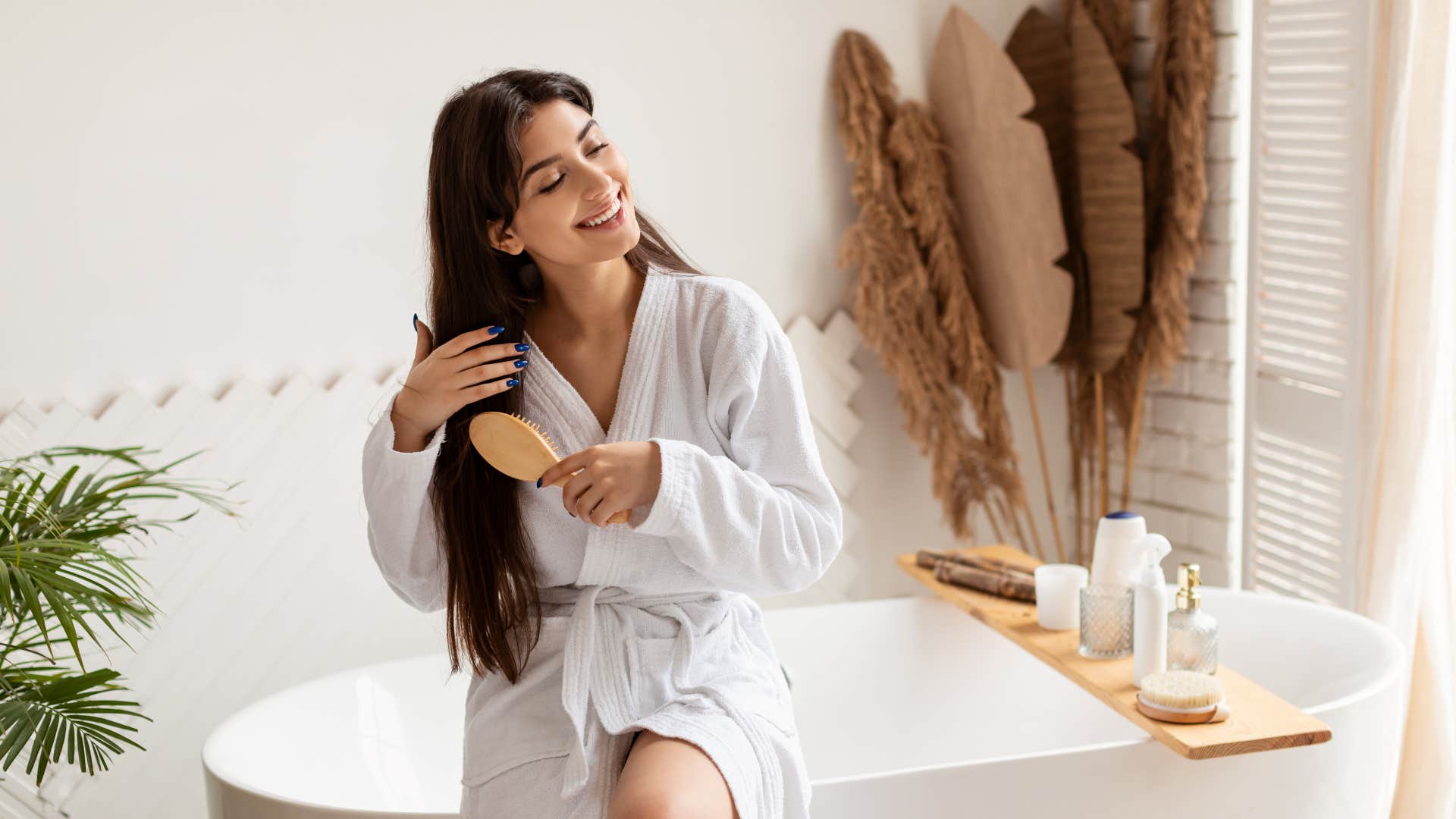 woman getting ready to shave her legs