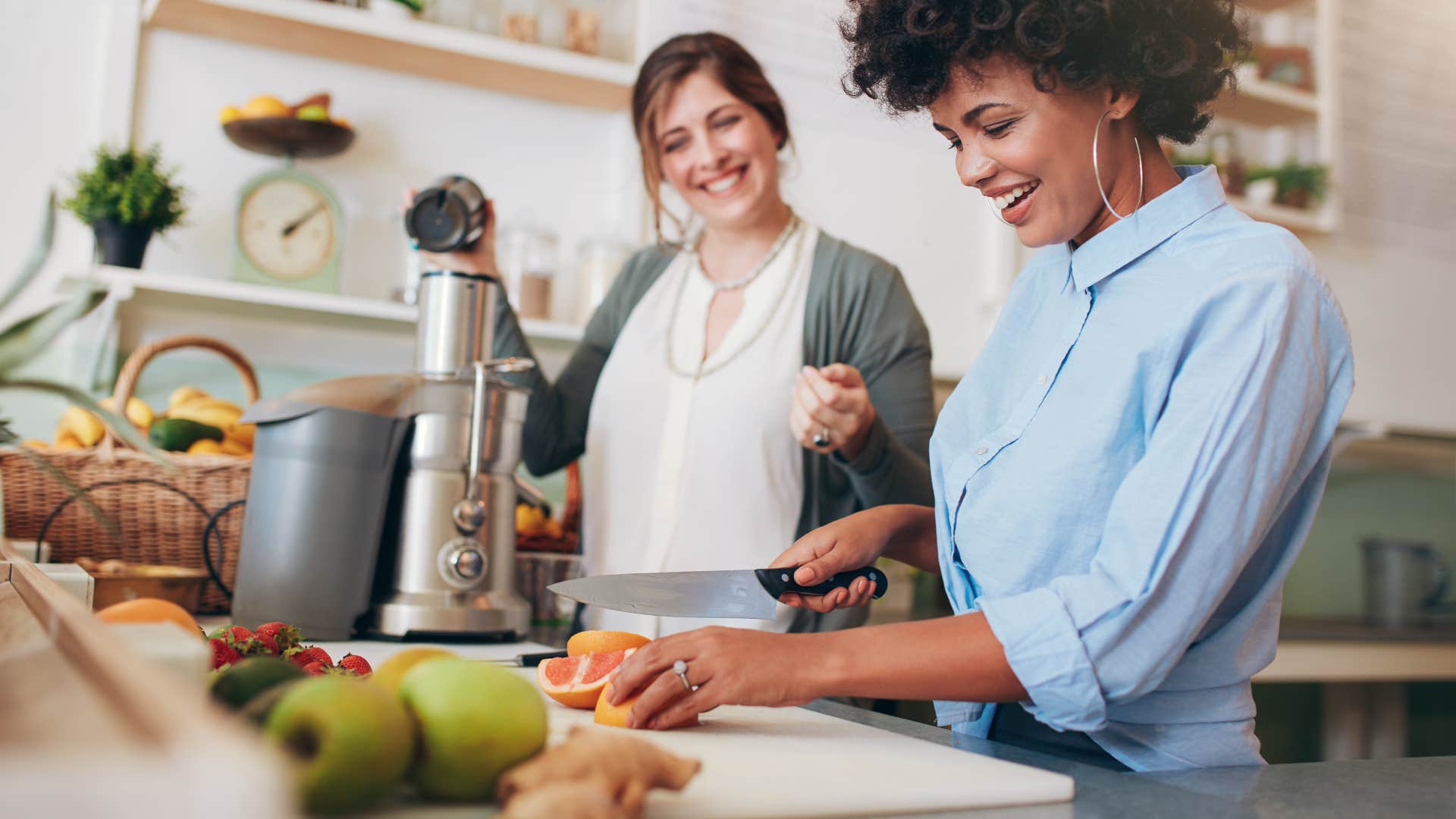 woman cutting up produce