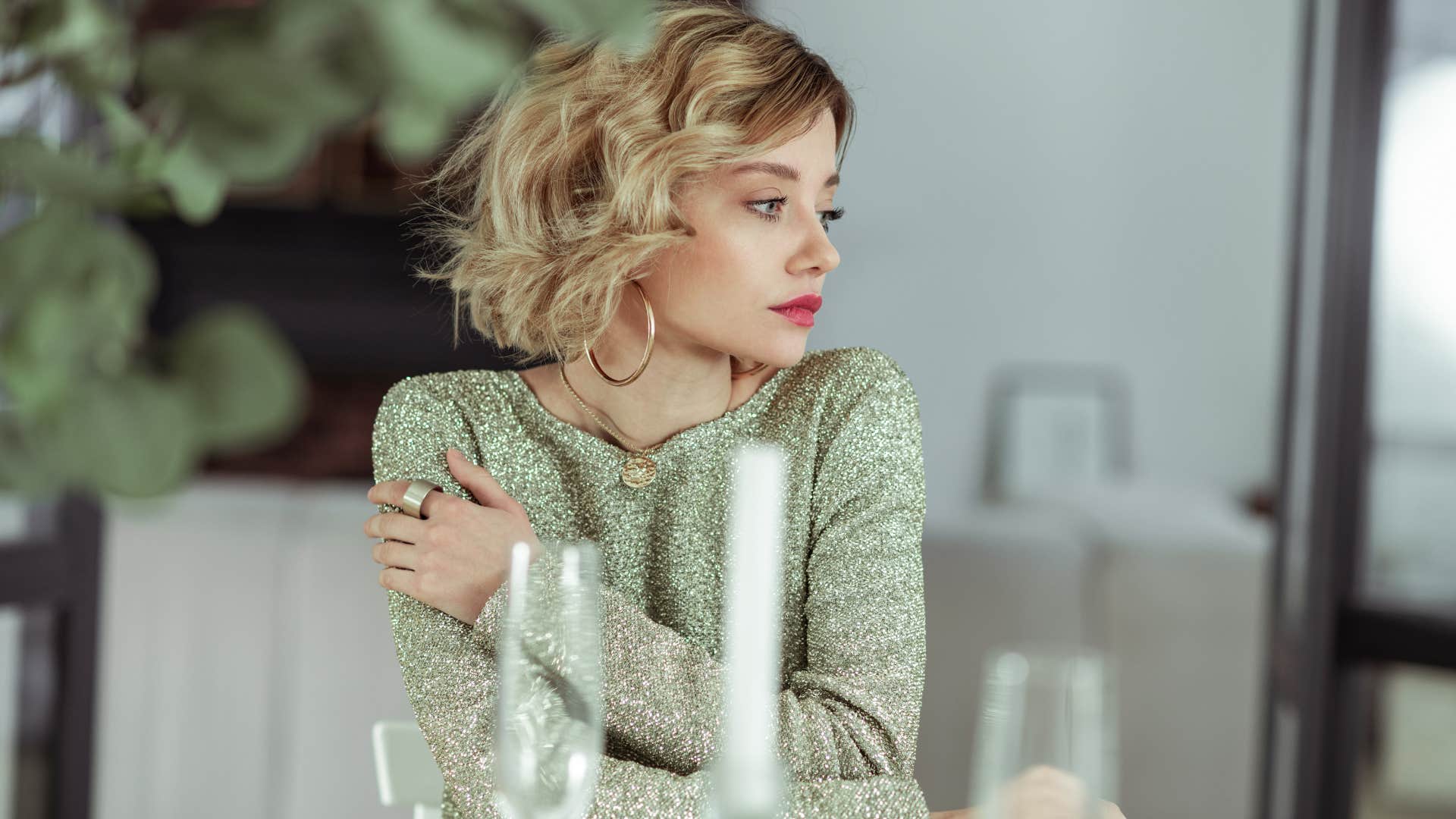 woman with expensive decor in her home