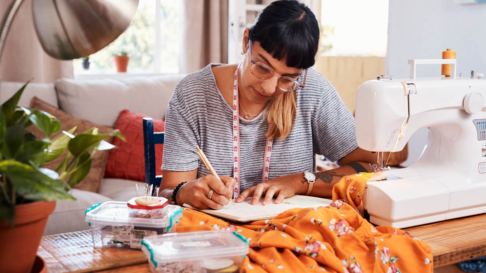 woman sewing clothes