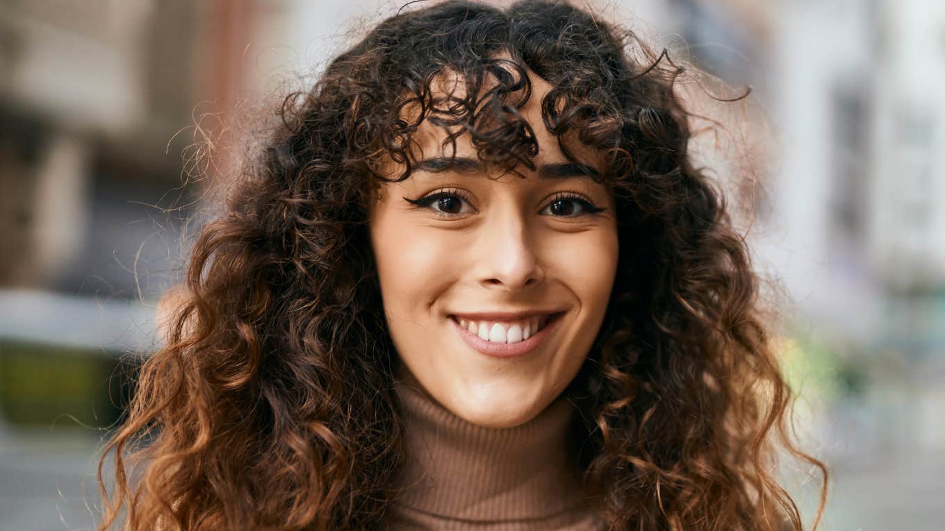 happy woman with basic decency and intellect