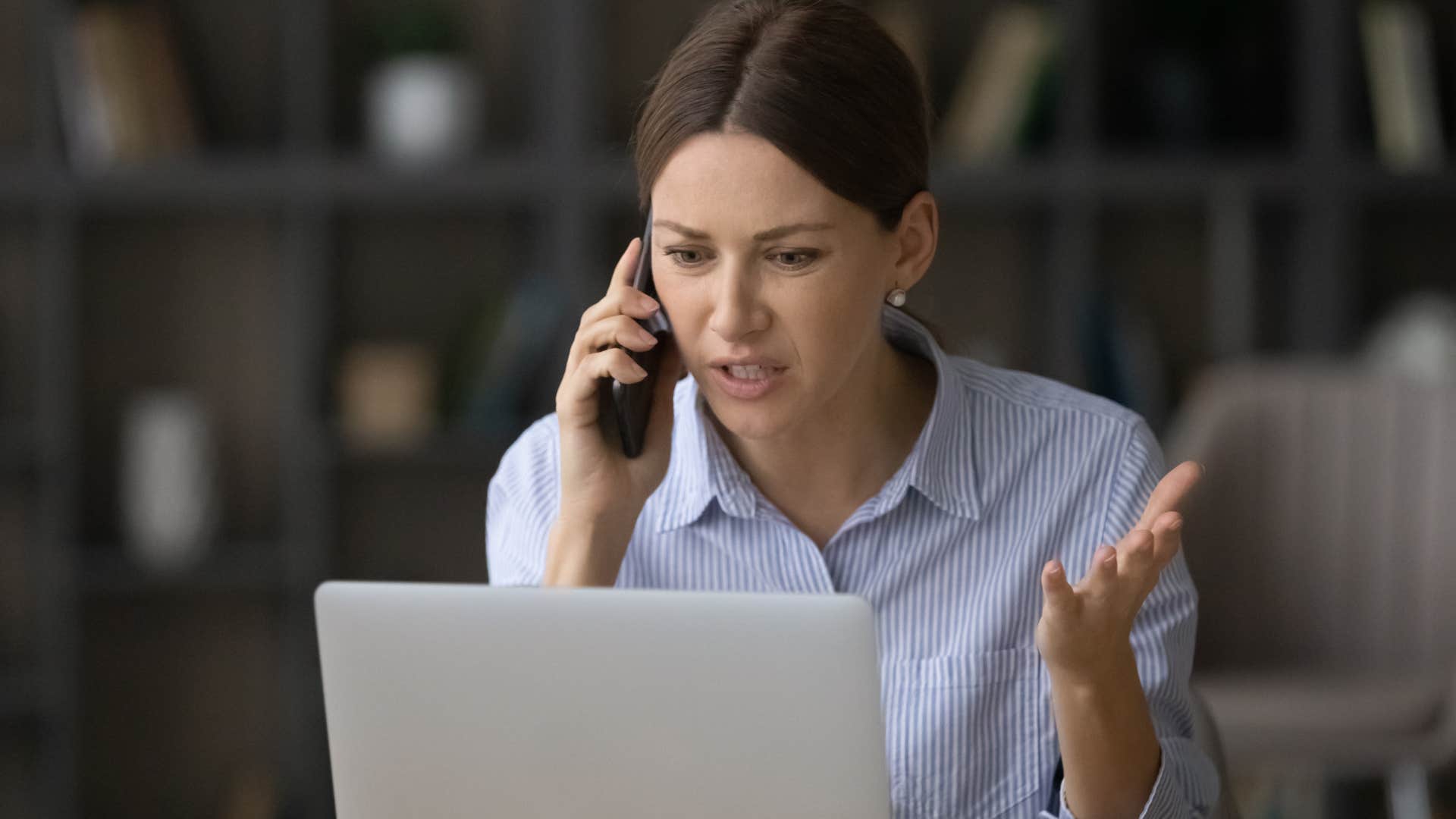 upset woman talking on the phone about delayed deliveries