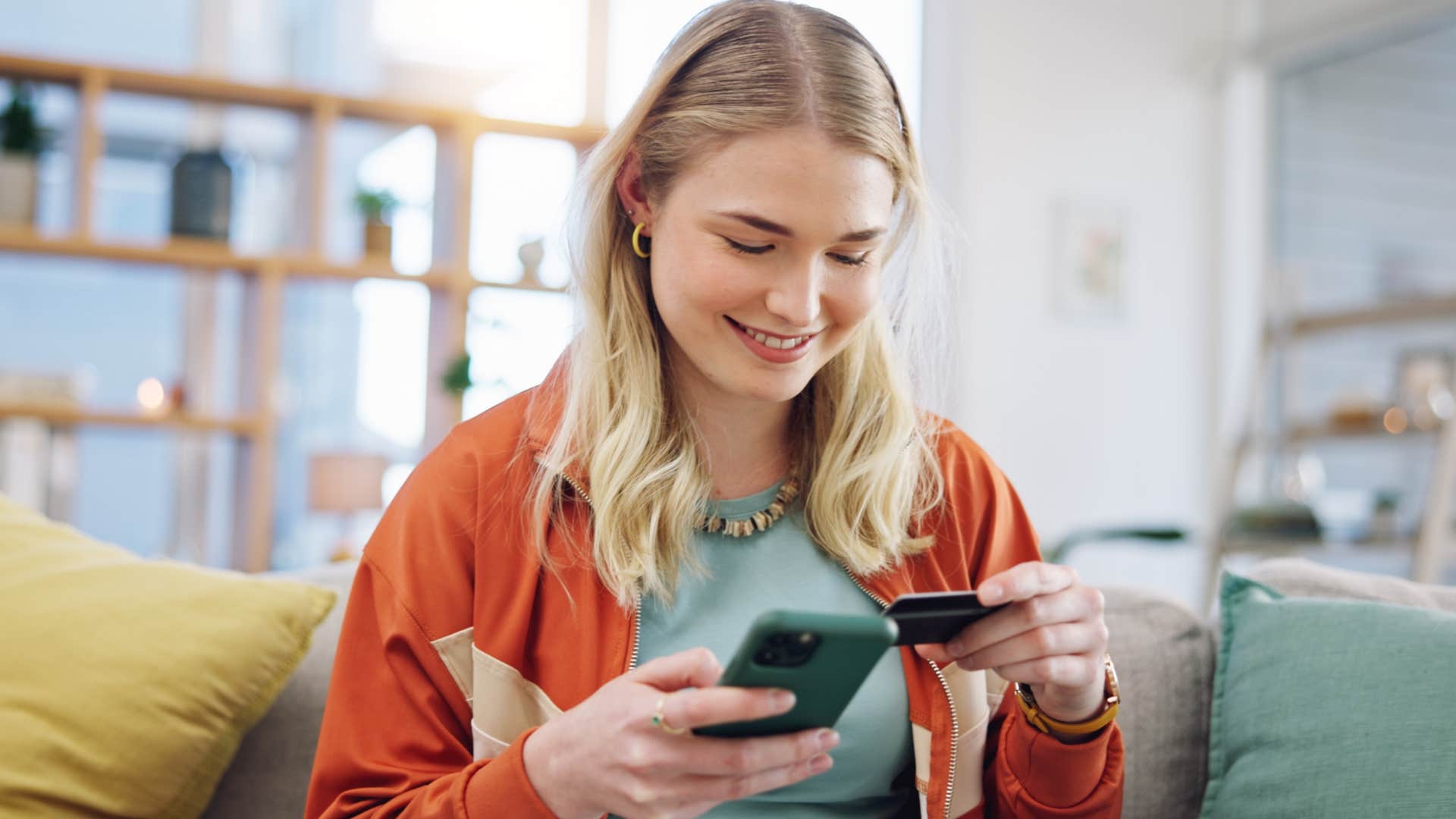 woman doing online shopping on her phone