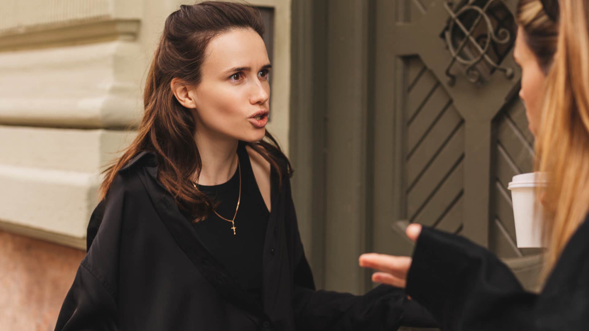 selfish woman who rarely shares arguing with her friend