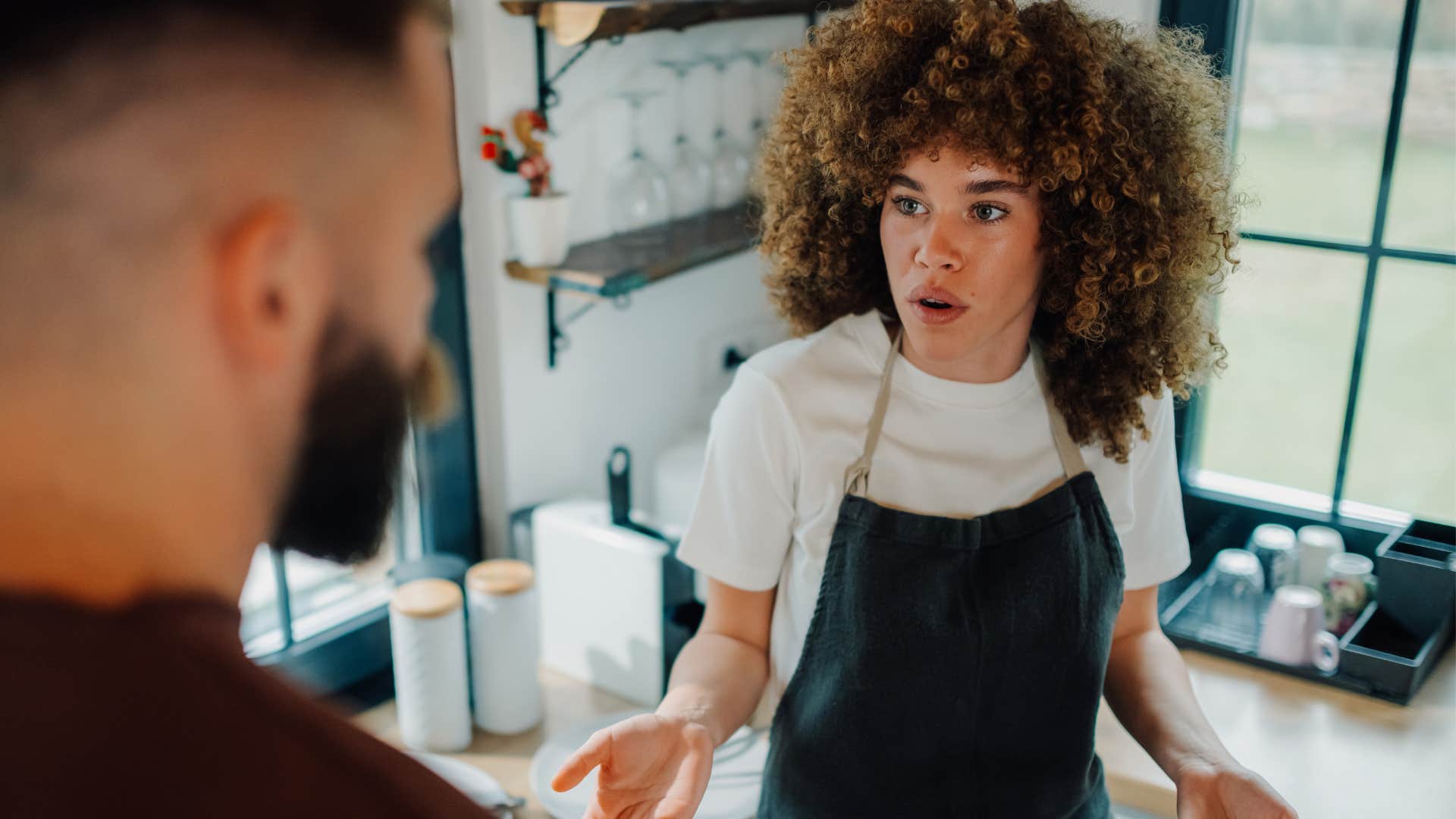 man being rude to service worker