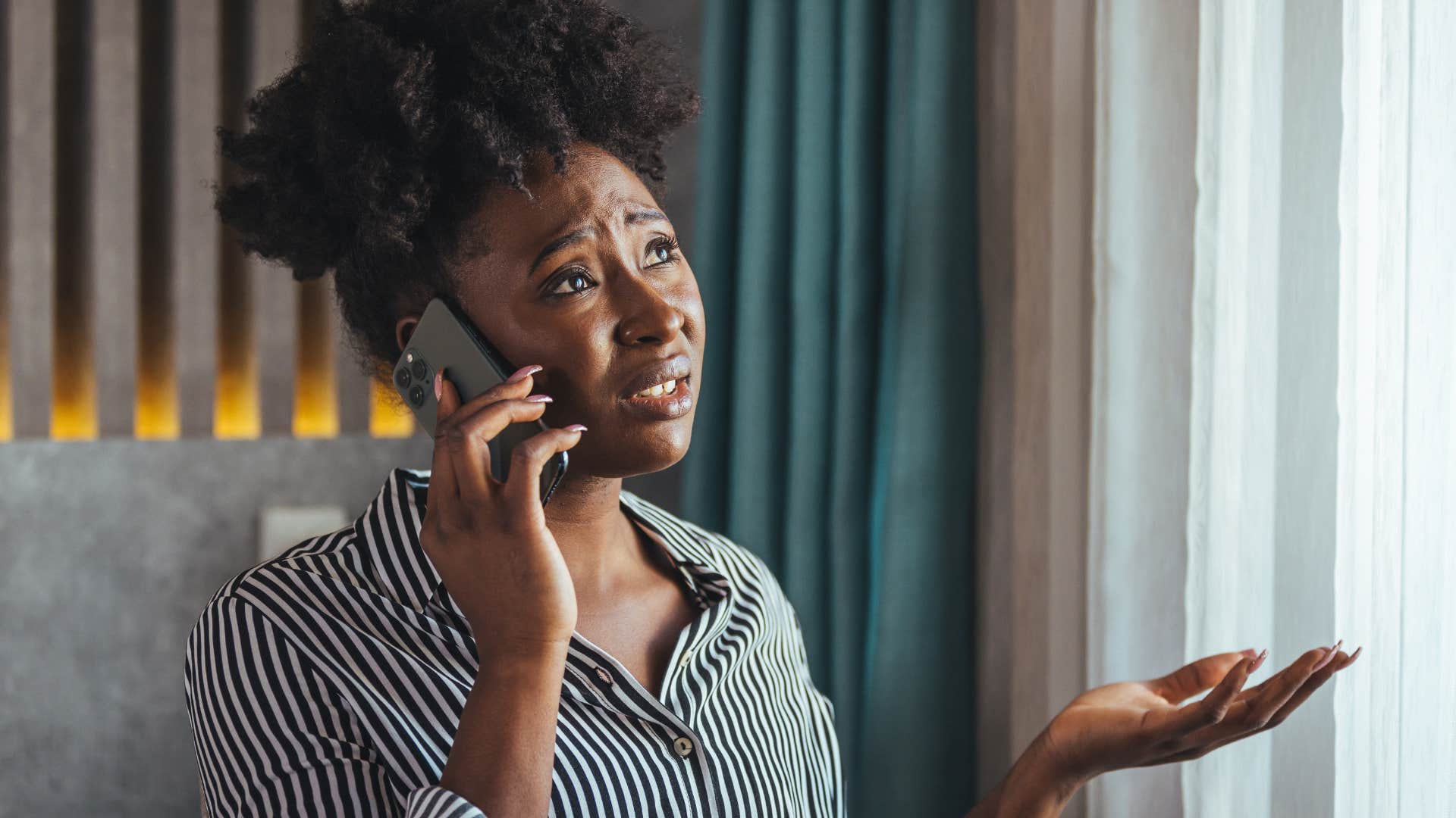 chronic complainer woman talking on the phone