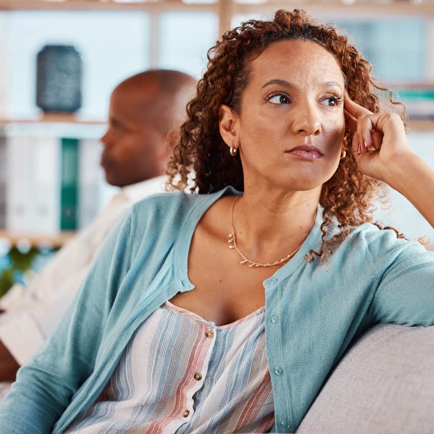 quietly unhappy wife who doesn't ask husband what he's thinking
