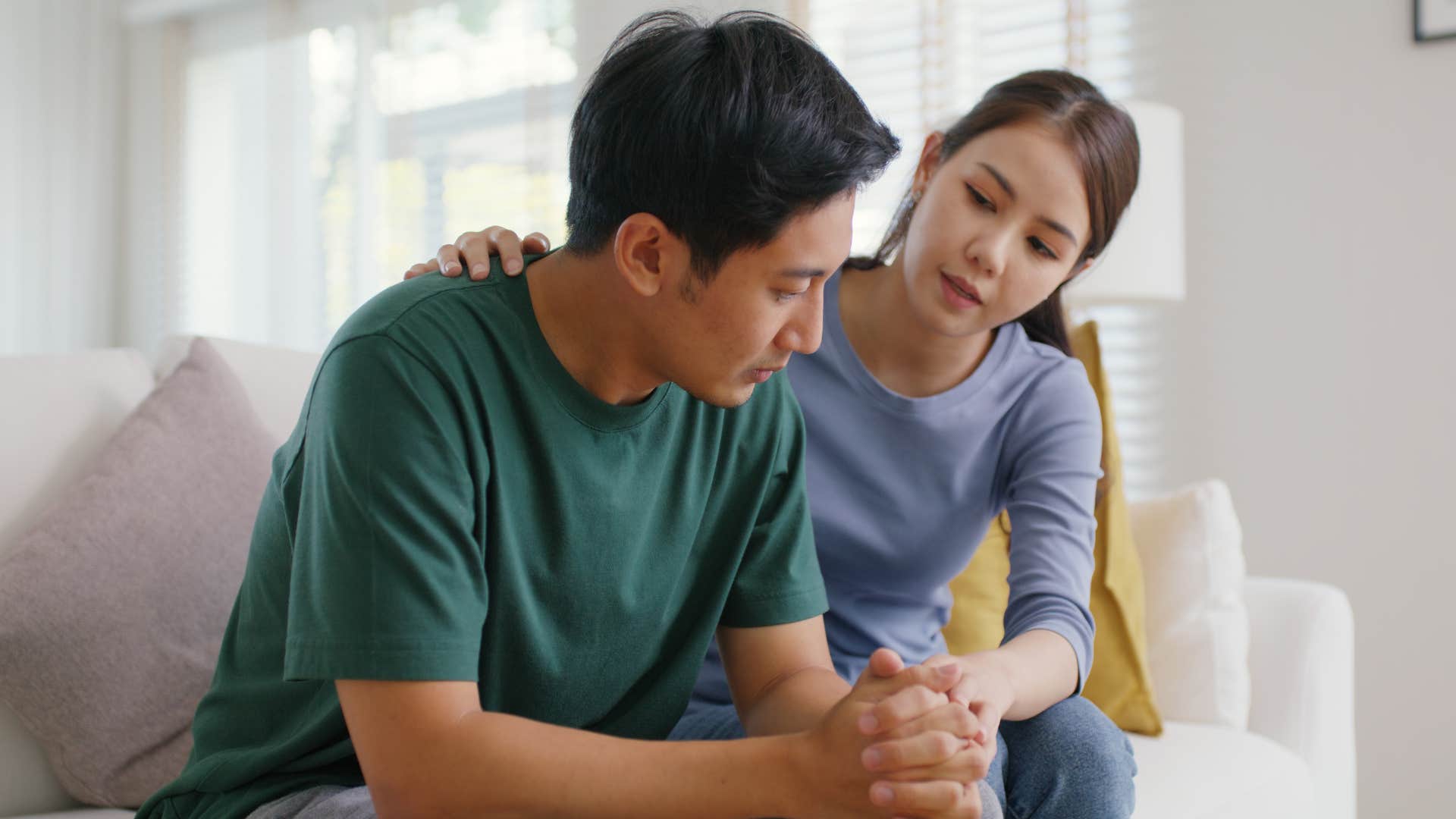 a man has lost interest in all the activities he used to enjoy and is comforted by his wife