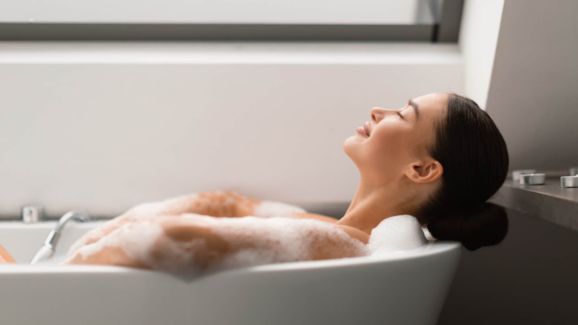woman taking bath