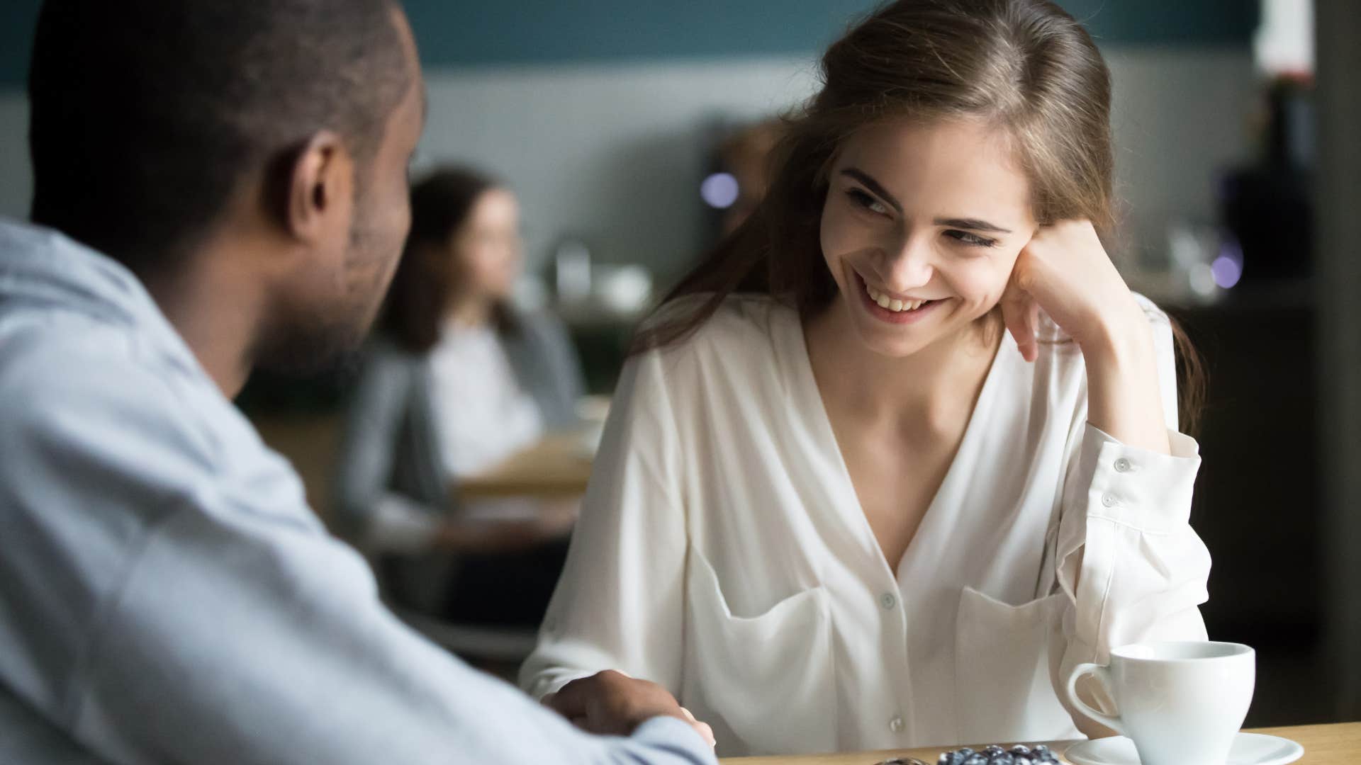 woman with natural attraction skills showing off style