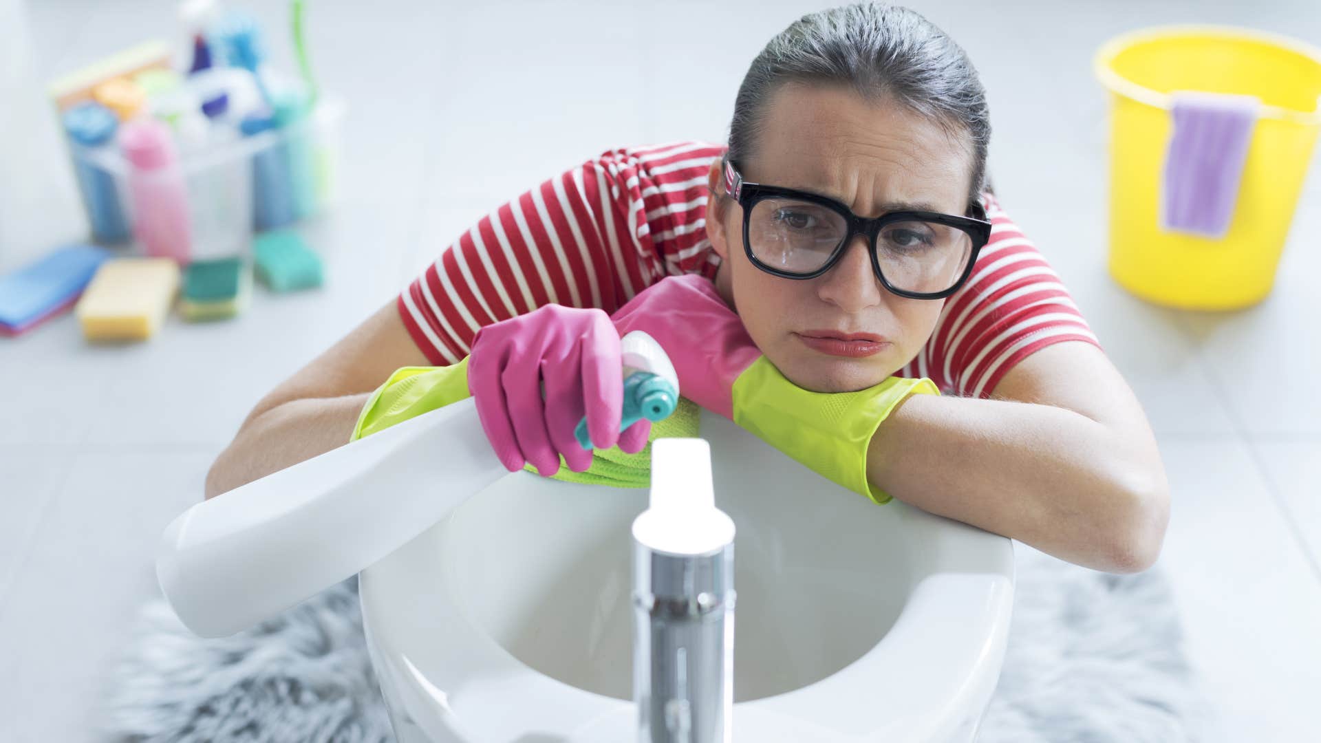 a wife has neglected to clean her bathroom in a while