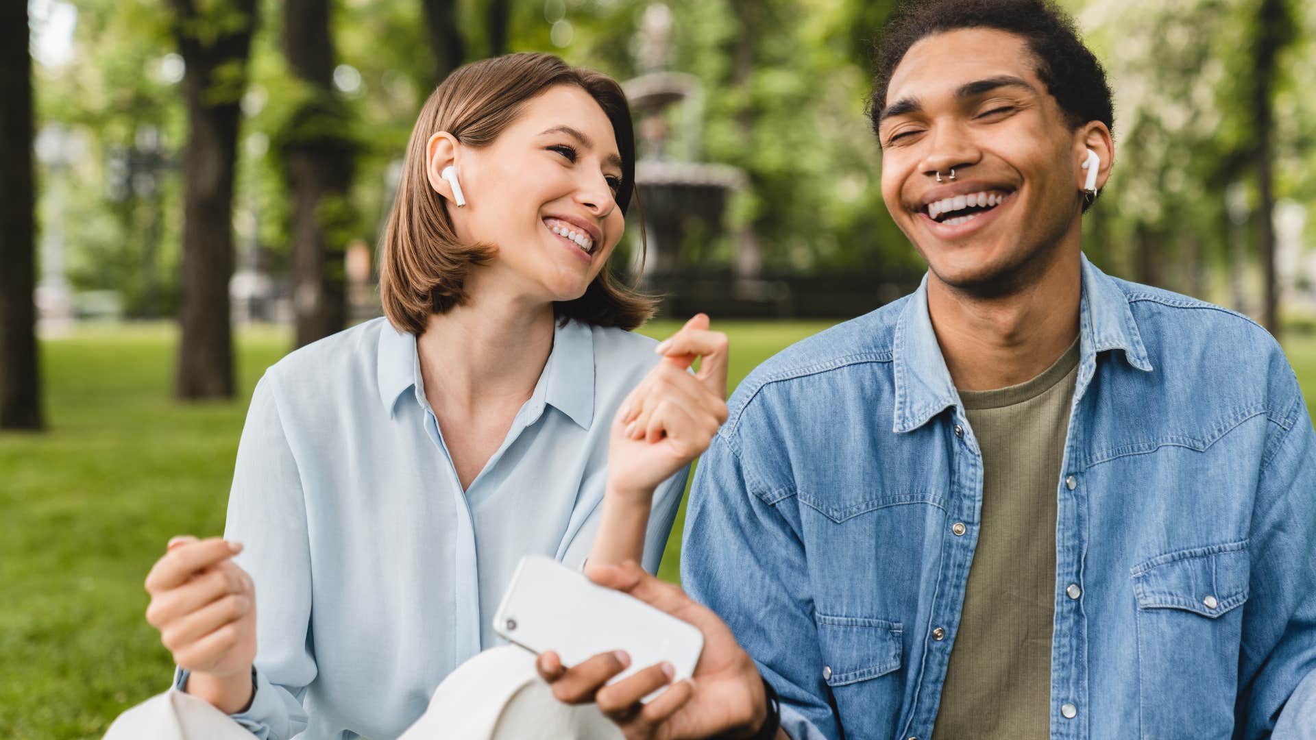 couple smiling outside not making a mess in public