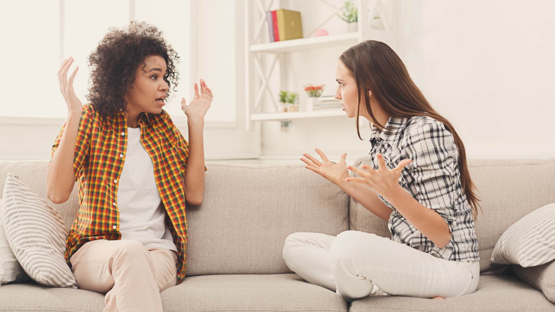 woman playing the victim yelling at her friend