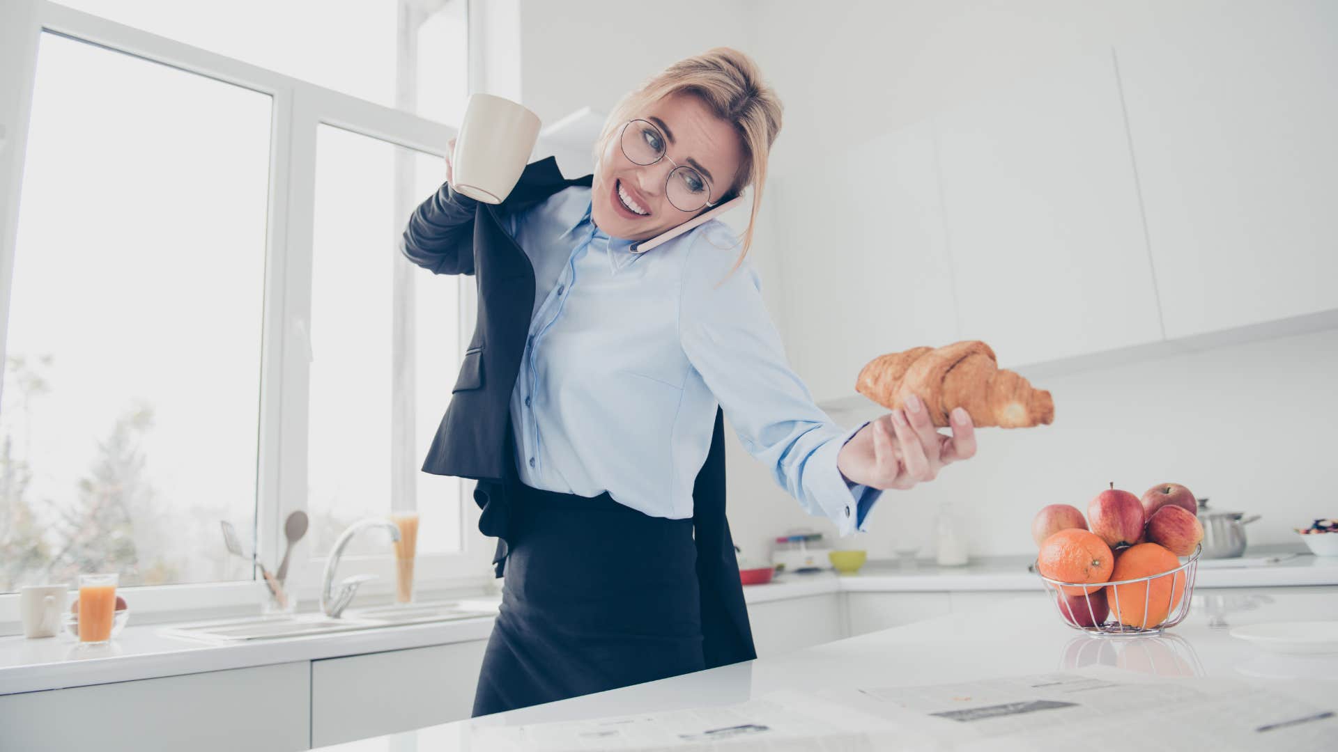 woman rushing to leave her house to hang out with a man