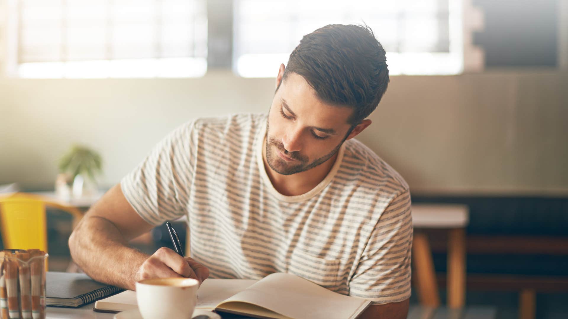 man who wants to remain mentally quick writing his feelings down