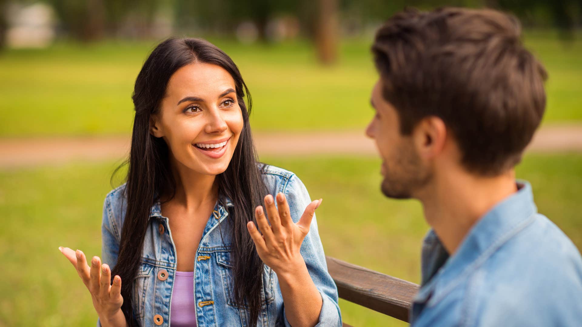 a woman downplays her struggles with her male friend