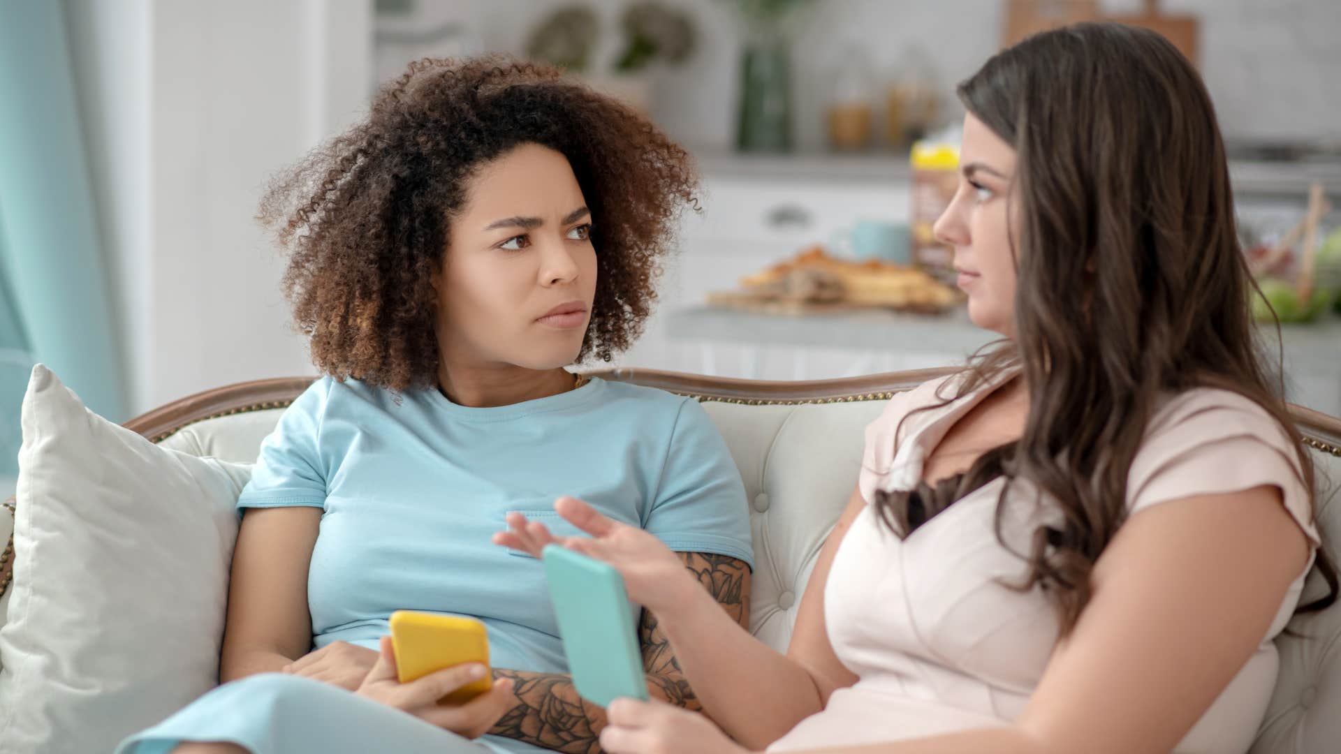 a woman asks her female friend why she never asks for help