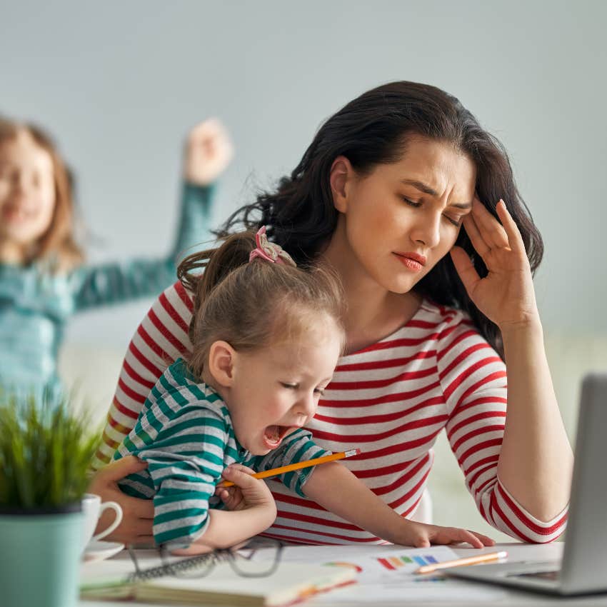 woman with increasing strain as husband doesn't get the mental load