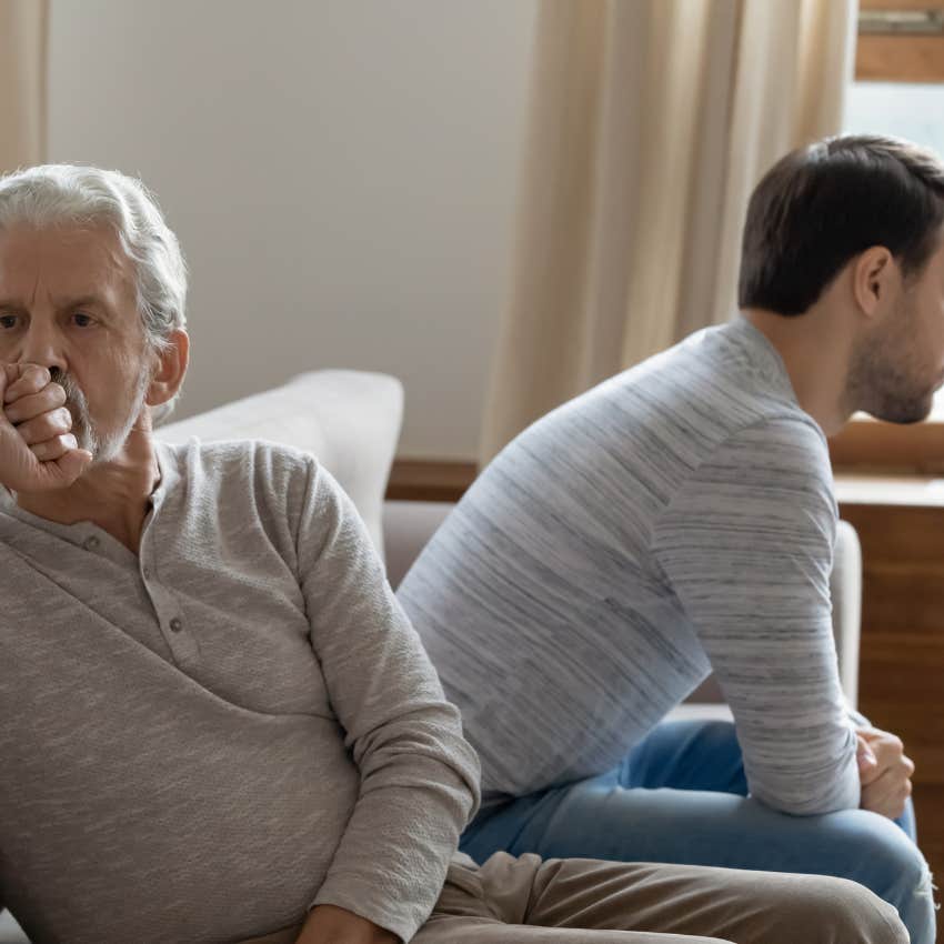 man sitting next to terrible parent that makes good grandparent