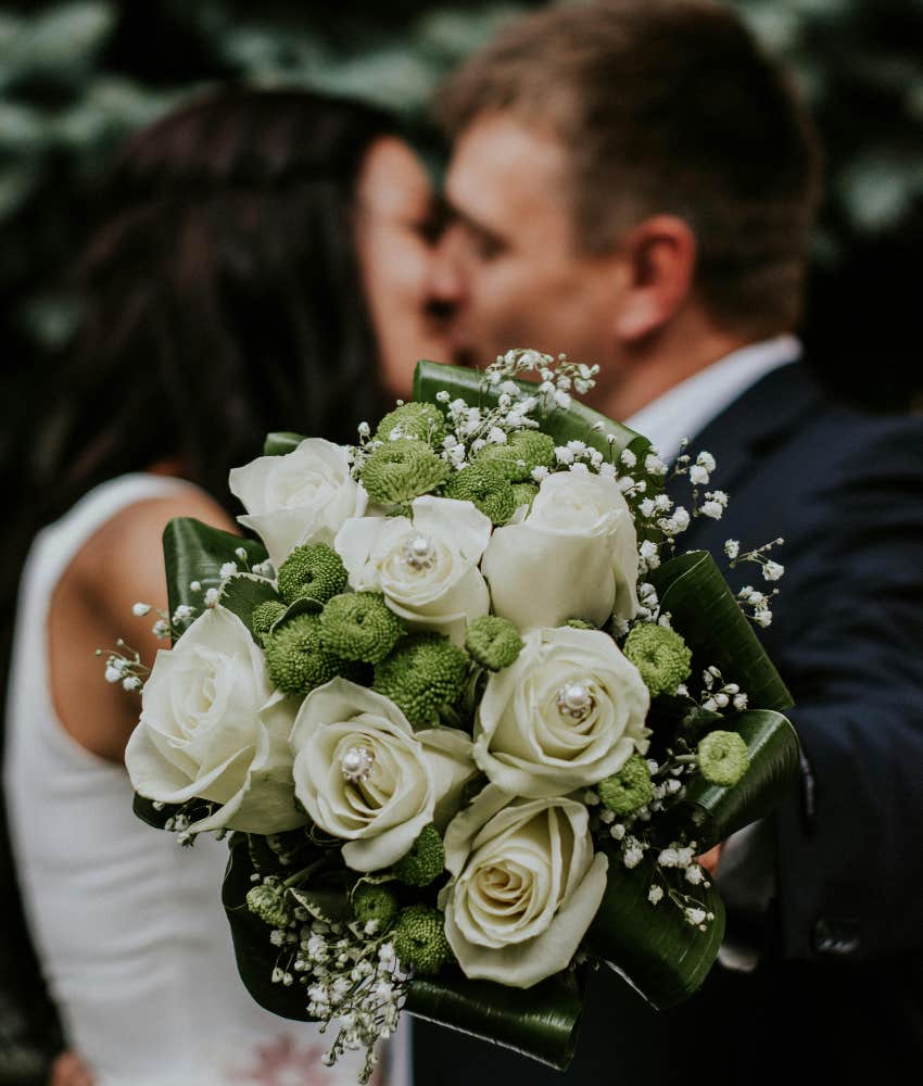 bride and groom at wedding cost love
