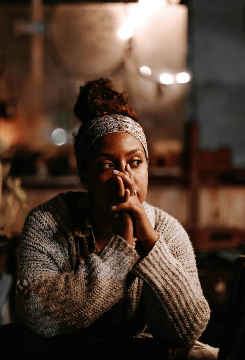 woman learning the hard way that not loving herself leads to man not loving her