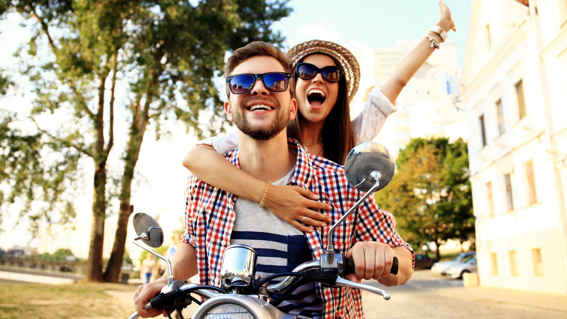 man taking woman on a spontaneous adventure