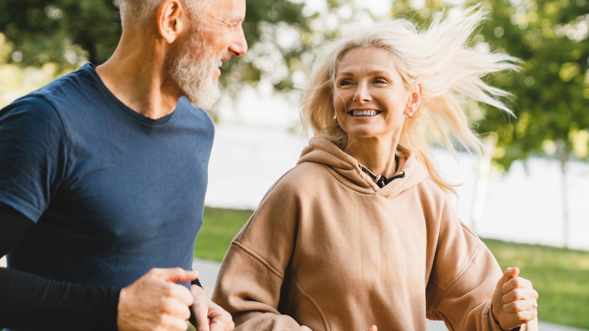 woman who loves her life running with her partner
