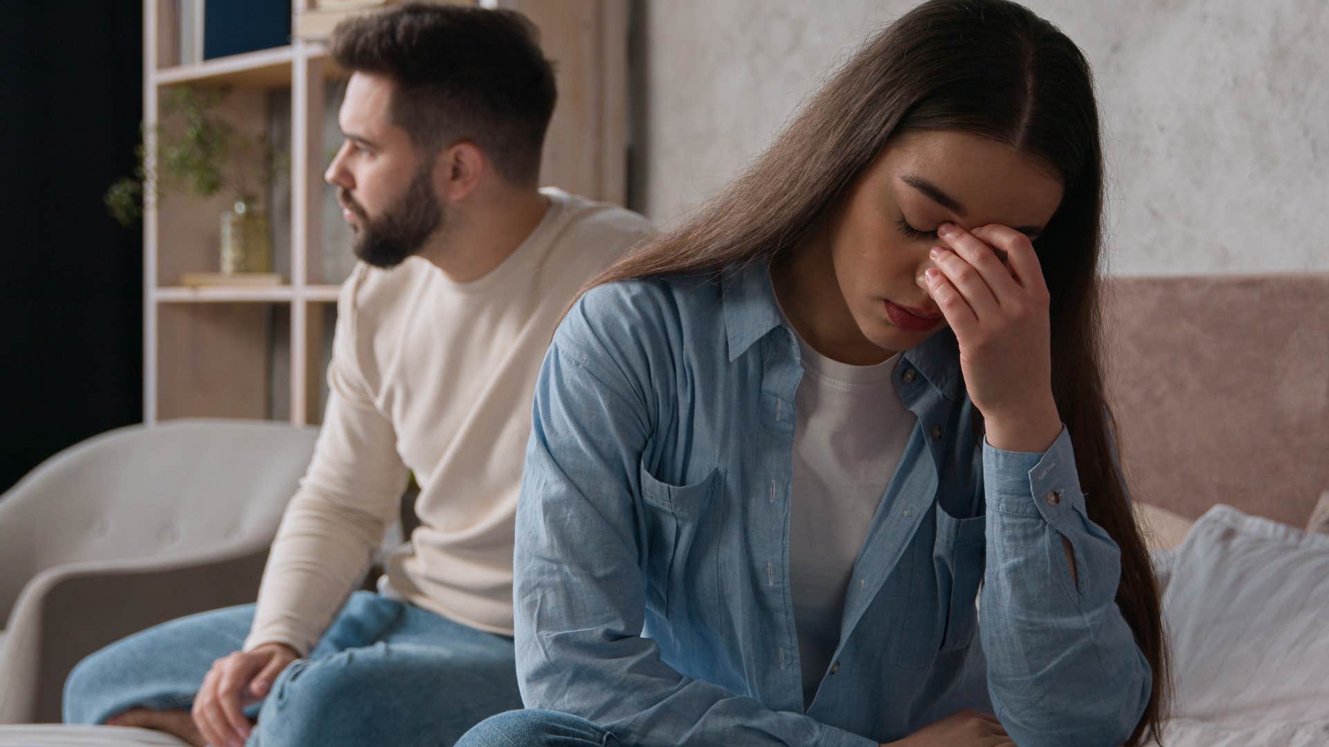 woman who's tired of negativity turned away from husband
