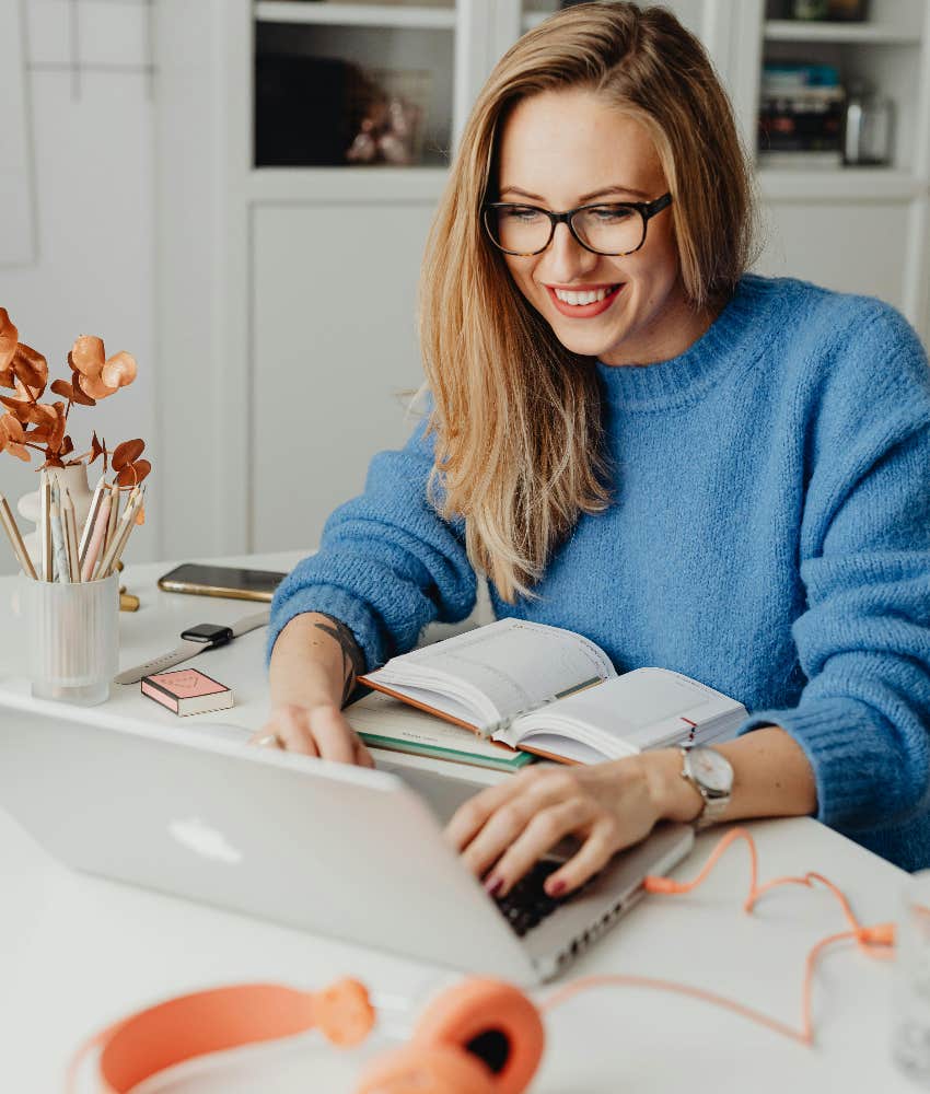 woman who is happy with her work-life balance