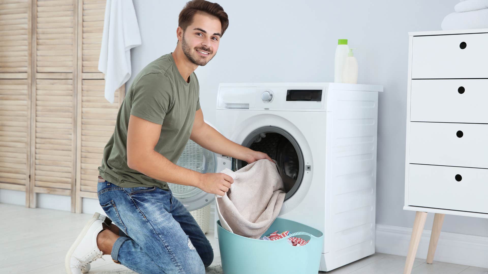 man using an energy efficient appliance