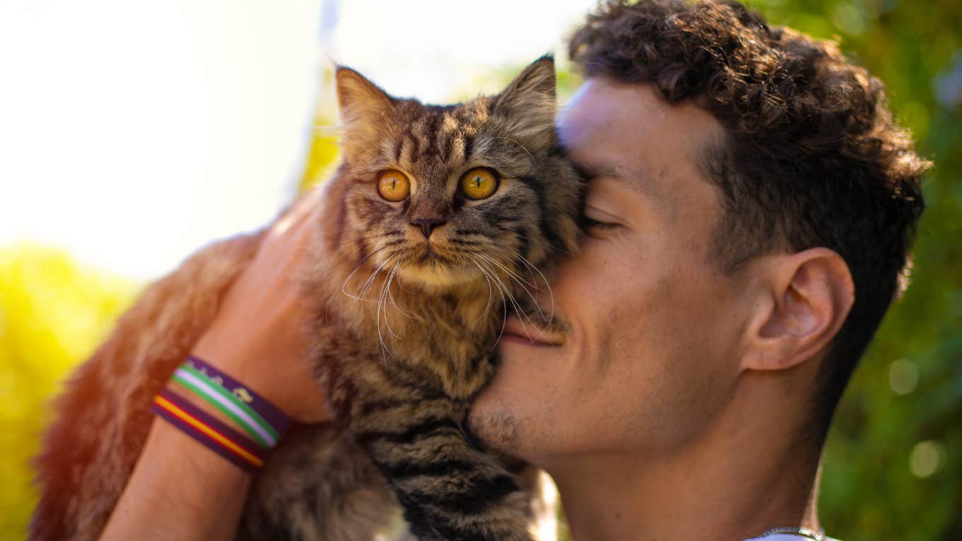 Man with cat.