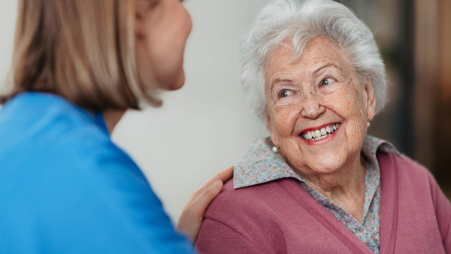 woman saying everything happens for a reason to her nurse