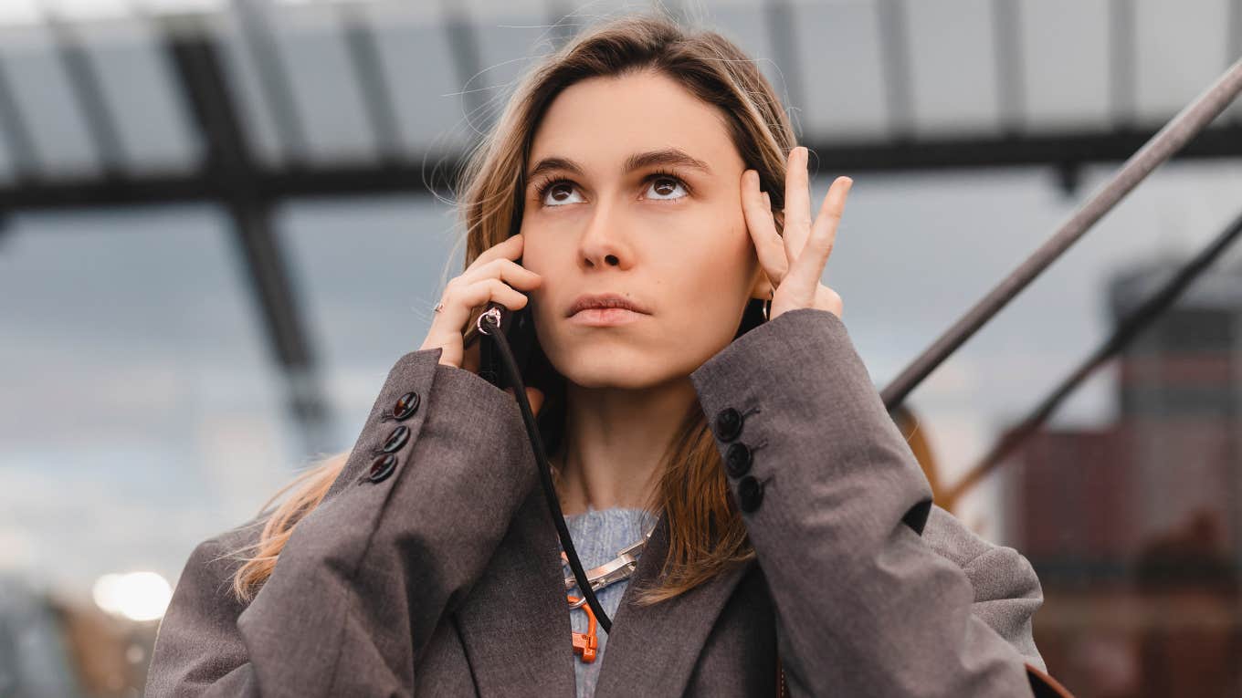 common sense woman annoyed talking on the phone