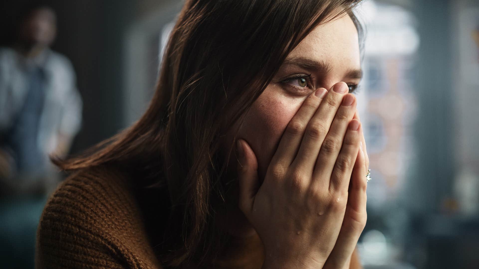 woman crying believing shes not intelligent