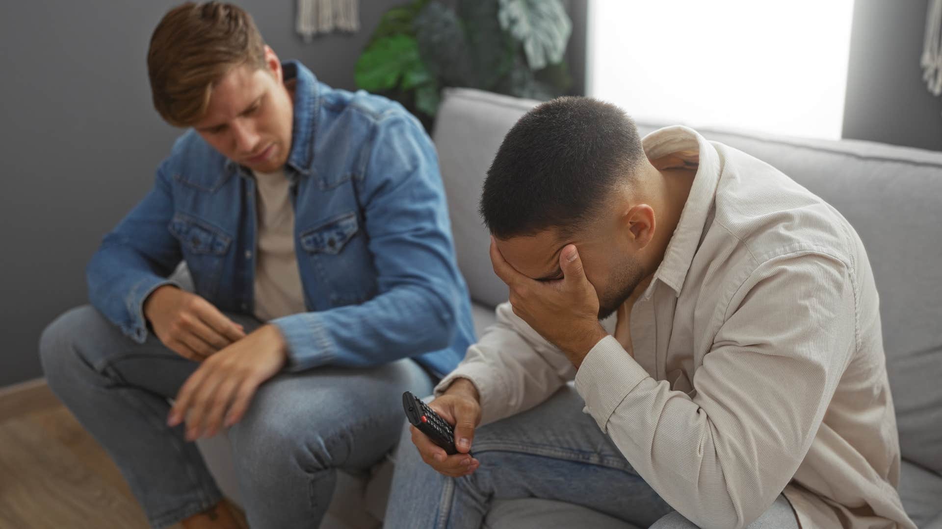 Man saying "I don't want to be annoying" next to a friend.