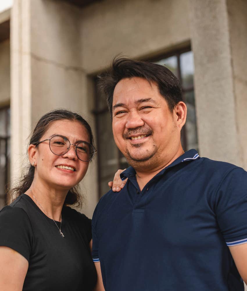 Deeply connected couple smiles