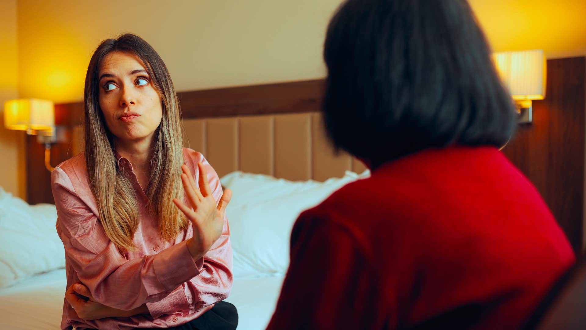 a woman sets strong boundaries with her mother after she visits her in her home unannounced