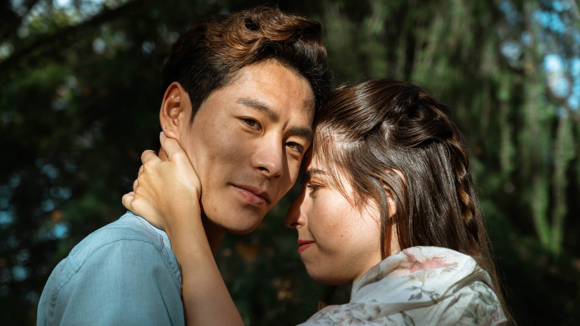 Loving couple touch